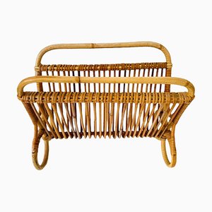 Bandeja de literatura vintage de ratán de Rohé Noordwolde, años 50