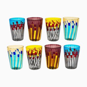 Murano Glas Becher von Silvio Piattell, 8 . Set