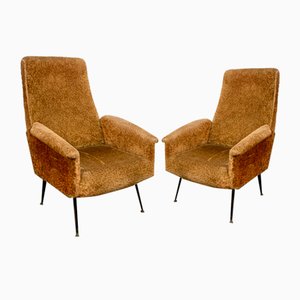 Poltrone vintage con gambe in metallo, anni '50, set di 2