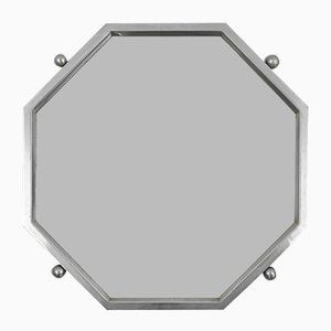 Art Deco Octangular Mirror in Nickeled Copper, France, 1920s