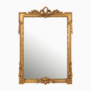 Miroir Mural en Bois Sculpté et Doré, Belgique 1950s