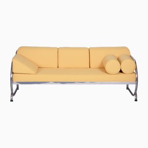 Bauhaus Leather and Tubular Chrome Sofa attributed to Robert Slezák, Czech, 1930s