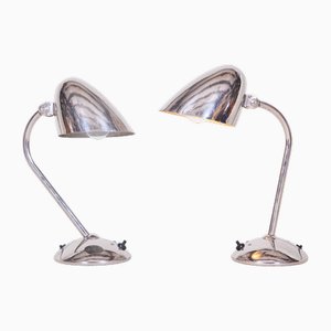 Art Deco Table Lamps in Chrome & Aluminium attributed to Franta Anyz for Napako, Czech, 1930s, Set of 2