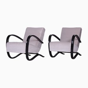 Set of Art Deco H-269 Armchairs attributed to Jindrich Halabala for Up Zavody, Beech, Czech, 1930s
