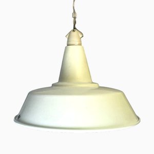 Grande Lampe à Suspension Industrielle Scandinave en Aluminium Blanc, Angleterre, 1970s