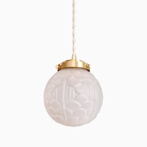 Art Deco Pendant Light in Satin Glass, 1920s