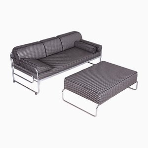 Bauhaus Sofa in Chrome & Upholstery attributed to Mücke-Melder, Czech, 1930s