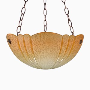 Art Deco Cut Glass Plafonnier Lamp, 1920s