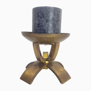 Vintage Brutalist Brass Candleholder, 1960s
