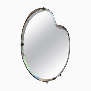 Art Deco Italian Wood and Glass Palette Table Mirror by L. Fontana, 1950s