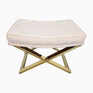 Vintage Regency Brass Cross Stool, Italy, 1970s