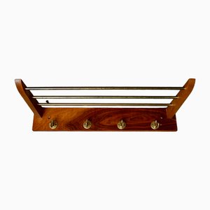 Scandinavian Coat Racks in Wood and Gold Metal