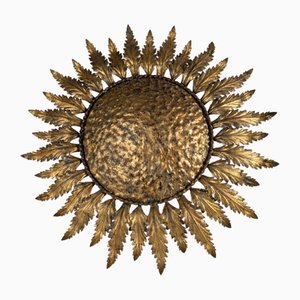 Golden Sun Ceiling with Leaf Rays, 1950s