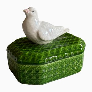 Vintage Italian Ceramic Lidded Box with and Dove Accent, 1970s