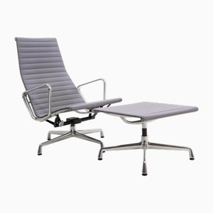 Ea124 / Ea125 Alu Sessel mit Fußhocker von Charles & Ray Eames für Vitra, 2er Set