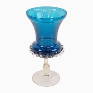 Jarrón Mid-Century de cristal de Murano azul, años 60