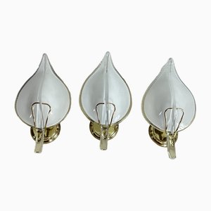 Vintage Murano Glass Wall Lamps, 1960s, Set of 3