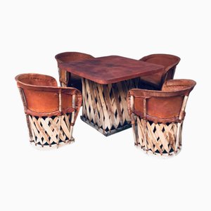 Mexikanischer Art Populaire Artisan Leder Tisch & Stühle von Wim Rietveld, 1970er, 5er Set