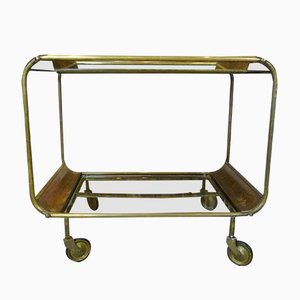 Art Deco French Brass and Glass Bar Cart
