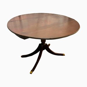 19th Century Victorian Round Folding Table with Bronze Details, England, 1850s