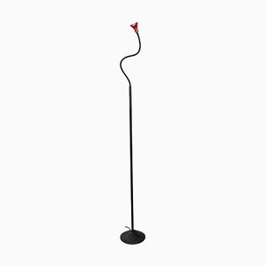 Italienische moderne verstellbare Stehlampe aus schwarzem & rotem Metall von Tronconi, 1980er