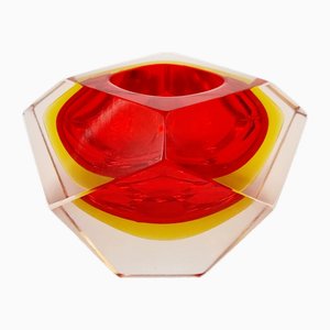 Cendrier Sommerso en Verre de Murano Facetté en Forme de Diamant attribué à Flavio Poli pour Seguso, Italie, 1970s