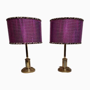 Vintage Table Lamps with Brass Base and Handmade Lampshade from Lamplove, 1970s, Set of 2