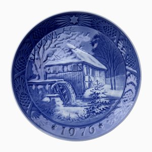 Molino de agua Vibaek de plato navideño de Royal Copenhagen, Dinamarca, 1976
