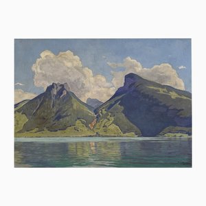 Plinio Colombi, Paysage Lacustre, 1931, Oil on Canvas, Framed