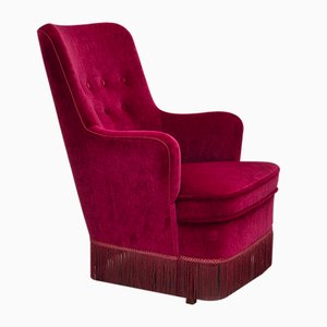 Dänischer Vintage Sessel aus Velours, 1960er