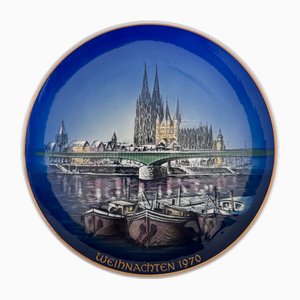 Hand-Painted Wall Plate Collection Plate Cologne on the Rhine by Georg Küspert for Rosenthal, Germany, 1970