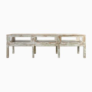 Large Antique Rustic Oak Display Case, 1890s