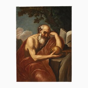 Italienischer Künstler, Heiliger Hieronymus in Meditation, 1670, Öl auf Leinwand