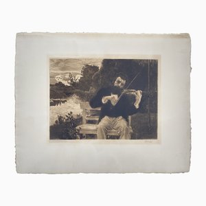 Bernhard Pankok, Joueur de Violon Art Nouveau, 1896, Eau-forte