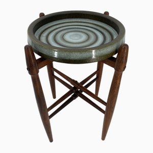 Table d'Appoint Mid-Century avec Plateau en Céramique Vernie sur Structure en Palissandre par Arne Basse pour Knabstrup, Denmark, 1960s