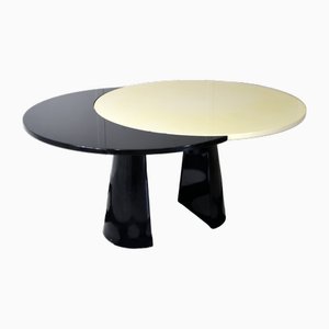 Round Table in White Lacquered Wood, 1980s