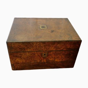 Burr Walnut Stationary Box with 2 Other Walnut Boxes, Set of 3