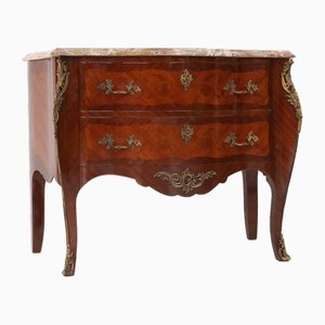 Vintage Louis XV Style Chest of Drawers with Marble Top, 1950