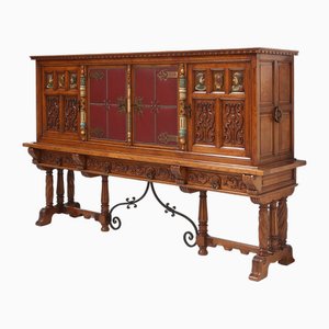 Vintage Spanish Baroque Style Carved Sideboard, 1950