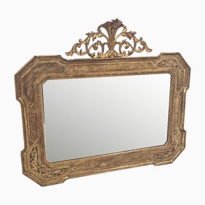 Specchio dorato con cimasa, anni '80