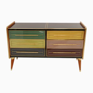 Italain Sideboard aus Holz & Glas, 1950er