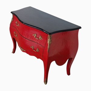 Cassettiera barocca rossa, anni '90