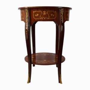 Mesa de centro de nogal con bronces e incrustaciones, años 80