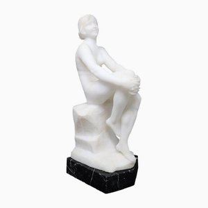 Art Deco Sculpture in White Carrara Marble, 1920s
