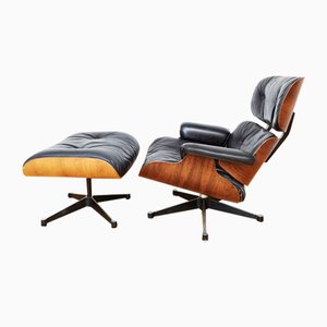 Set of Mid-Century Lounge Chair and Ottoman by Charles & Ray Eames for Herman Miller