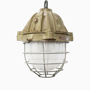 Vintage French Industrial Cast Iron Pendant Lamp by Mapelec Amiens, 1977