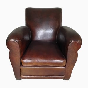 Sillón Club de cuero marrón