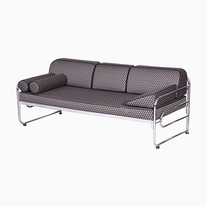 Divano Bauhaus in metallo cromato e tappezzeria attribuito a Mücke-Melder, Repubblica Ceca, anni '30