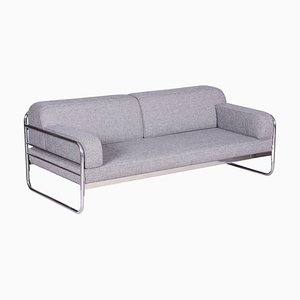 Canapé Bauhaus en Chrome et Tissu d'Ameublement attribué à Hynek Gottwald, République Tchèque, 1930s