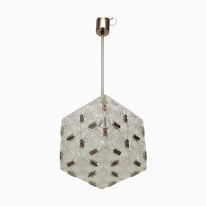 Mid-Century Square Clear Glass Pendant attributed to Kamenicky Senov, 1960s